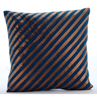 OEM Fundas De Almohada Con Cremallera Homecentric, Decoradas En Color Turquesa, Con Pliegues Met&aacute;licos De Sarga, 35,5 X 35,5 Cm, Paquete De 2