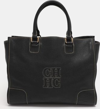 Carolina Herrera Black Leather Tote