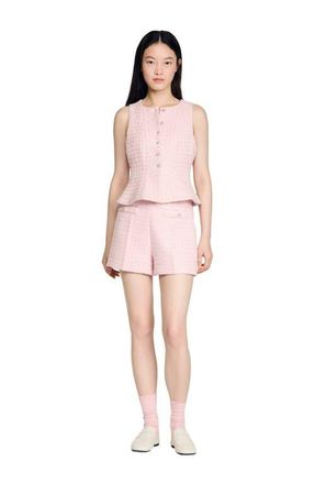 Sandro Sequin check tweed shorts in Pink at Nordstrom, Size 34 Eu