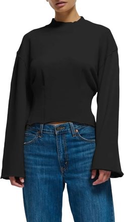 Nation Ltd Rocky Mock Neck Cotton Sweatshirt In Jet Black