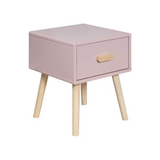 Mobili Rebecca Mobili Rebecca - Mesa De Noche Enotera 44x35x35 Mdf Pino Rosa Marr&oacute;n Escandinavo Parcialmente Montado