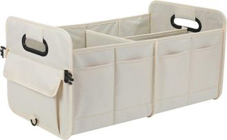 OEM Bolsa Organizadora Para Maletero De Coche, Plegable, Con M&uacute;ltiples Compartimentos, Correa De Hombro Ajustable, Apta Para Suv (blanco Roto)