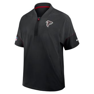 Nike Atlanta Falcons Sideline Coach Nike Mens NFL 1/2-Zip Short-Sleeve Hooded Jacket in Black | 03BO048Y96-2J5