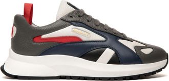 Bally lace-up panelled sneakers - men - Calf Leather/Bovine Leather (top grain)/Fabric/Fabric/Rubber - 41.5 - Brown