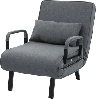 ML Design Ml-design Sill&oacute;n Cama 3en1, Sof&aacute; Individual De 1 Plaza, Butaca Plegable Con Respaldo Ajustable, Estructura De Acero Y Chenilla Antracita, Silla De Rel