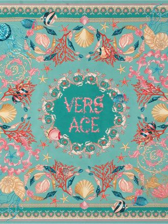 Versace Foulard Underwater Barocco in seta - Verde