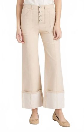 Cinq &agrave; Sept Cuffed Benji Wide Leg Pants In Khaki