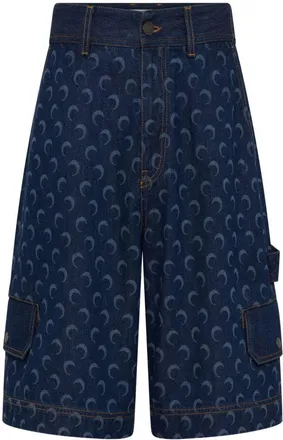 Marine Serre Mens Moon Denim Bermuda Shorts