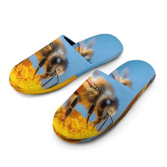 Generic Honey Bee on Flower Mens Cozy Memory Foam Slippers Warm Cotton House Shoes Comfy Slipper for Indoor Outdoor