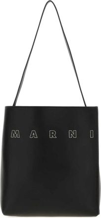 Marni Tassen, Dames, Zwart, ONE Size, Leer, Museo Small Leather Tote