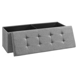 Calicosy Caja de almacenamiento con 2 compartimentos interiores L110 cm - Gris