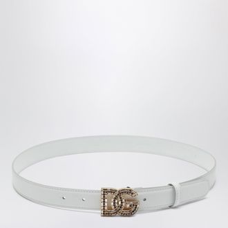 Dolce & Gabbana DG logo calfskin leather belt in optic white