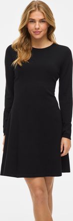 Vila Strickkleid VILA VICOMFY A-LINE O-NECK KNIT DRESS - NOOS, Damen, Gr. XS, N-Gr, schwarz, Feinstrick, Obermaterial: 51% Viskose, 27% Polyester, 22% Poly