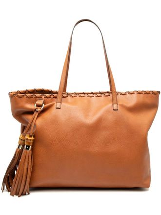 Gucci 2000-2015 Leather Peggy Braided tote bag - Marrone