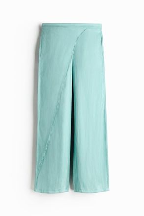 H&M Wrap-detail Satin Trousers in Turquoise at Nordstrom, Size Xx-Large