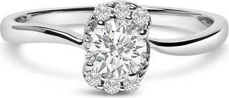 House of Brilliance Sterling Silver Lab Grown 1/2 Cttw Diamond Floral Cluster Engagement Ring at Nordstrom, Size 7