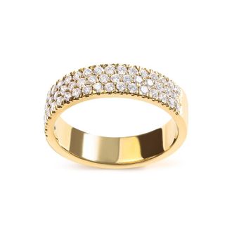 House of Brilliance 14K Yellow Gold Pave Set 3/4 cttw Multi Row Diamond Band Ring (H-I Color, SI2-I1 Clarity)
