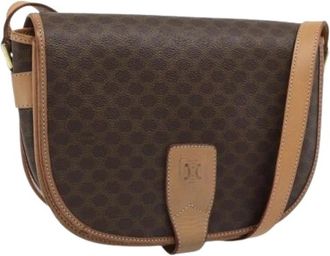 Celine Pre-owned Vintage Macadam Canvas Shoulder Bag - Dames - Vintage Schoudertas - Bruin - ONE Size - Leer - Vintage