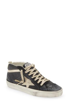 Golden Goose Mid Star Glitter Sneaker in Black/platinum/ivory at Nordstrom, Size 36