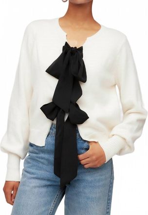 Fifteen Twenty Dena Ribbon Tie Sweater In Black & White