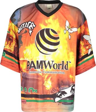 P.A.M. T-shirt van technische stof met print - Heren - T-shirts - Veelkleurig - XS - Polyester - Tops