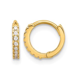 Diamond2Deal 10K Yellow Gold 1.5mm Round Cubic Zirconia Hoop Earrings