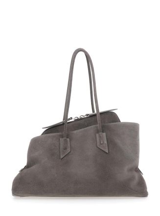 The Attico Womens Shoulder Bag La Passeggiata Grey Suede