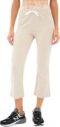 SPLITS59 Brooks Fleece Cropped Flare Pants In Beige