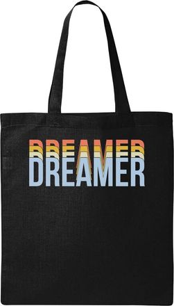 Generic Dreamer Colorful Logo Natural Ecological Cotton Tote Bag Black