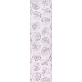 Beliani Runner Rug Off-White Fabric 80 x 300 cm Modern Abstract Pattern Hallway For Underfloor Heating Anti-Slip Bottom CATAK