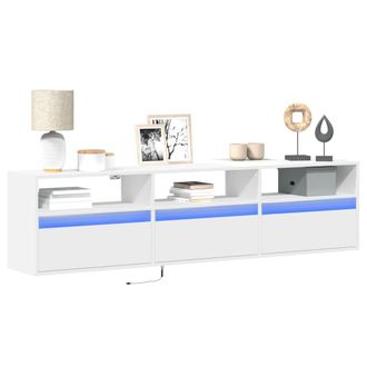 Berkfield Home TV Wall Cabinet with LED White 180x31x45 cm | Size: 180 x 31 x 45 cm