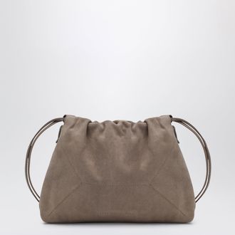 Brunello Cucinelli BC Duo Pouch brown suede bag with monile detail