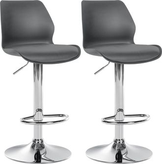 Clp Juego De 2 Taburetes De Bar Gilbert Gris Pl&aacute;stico