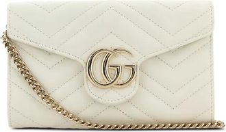 Gucci GG Marmont chevron-leather wallet - White