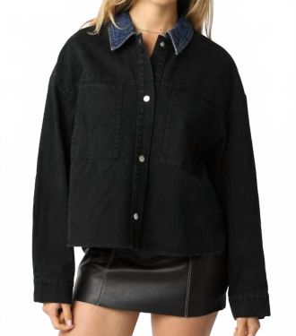 Olivaceous Ricki Contrast Jacket In Black Denim