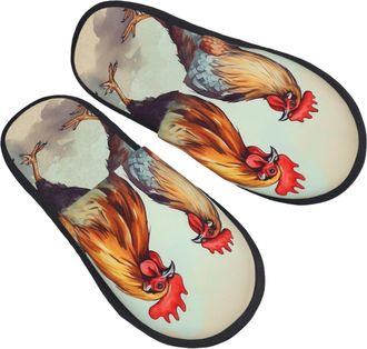 Generic Shoes Rooster And Hen Fluffy Cotton Slippers Faux Fur Slippers For Big Kid Outdoor Adult M