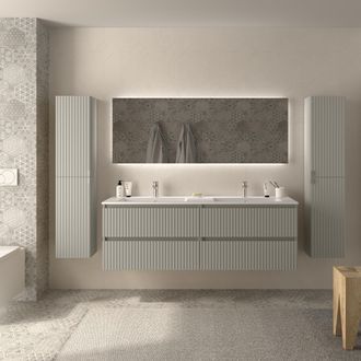 Cygnus Bath Mueble De Ba&ntilde;o Kira 160cm Gris Mate 4 Cajones Lavabo Vilna 2 Pozas Solid Surface