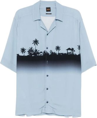 HUGO BOSS Blue Regular Printed Shirt
