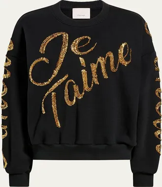 Cinq &agrave; Sept Crushed Sequin Loveletter Brandy Sweater