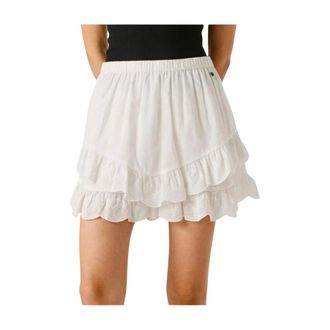 Pepe Jeans London Short Skirts, female, White, Size: XS Ruffled Short Skirt
