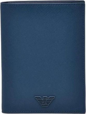 Emporio Armani Portacarte 10x14 Saffiano - Heren - Accessoires - Blauw - Maat: ONE Size