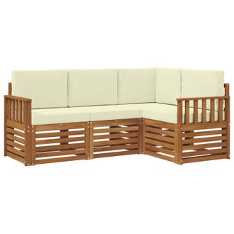 vidaXL Juegos De Sof&aacute;s 4 Pcs Natural Y Crema Madera De Acacia S&oacute;lida Vidaxl