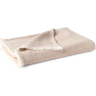 Coyuchi Canyon Organic Cotton Throw Blanket in Praline Herringbone at Nordstrom