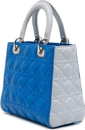 Dior Hobo Bags - 2013 Medium Bicolor Lambskin Cannage Lady Dior - Gr. unisize - in Blau - für Damen