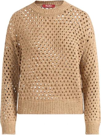 Max Mara Lange gebreide trui - Dames - Ronde hals truien - Bruin - L - Truien & Vesten