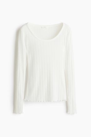 H&M Shirt aus Pointelle-Jersey - Weiss