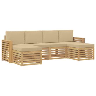 vidaXL Conjunto De Sof&aacute;s De Exterior 6 Uds. Y Beige Poli&eacute;ster Vidaxl