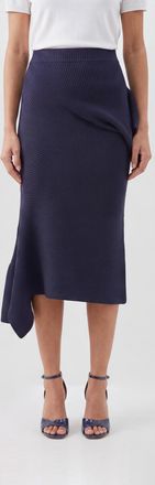 Issey Miyake Gonna midi a tubino in cr&ecirc;pe con orlo asimmetrico