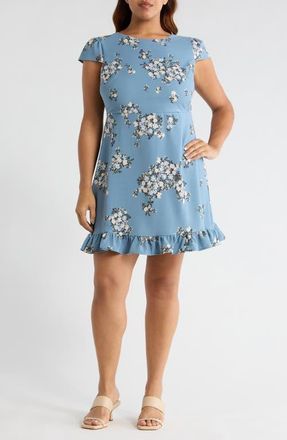 Sugarlips Moxie Floral Ruffle Minidress in Blue-Multi at Nordstrom, Size 1 X
