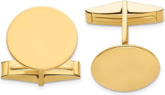 Diamond2Deal 14K Yellow Gold Circular Polished Mens Cuff Links